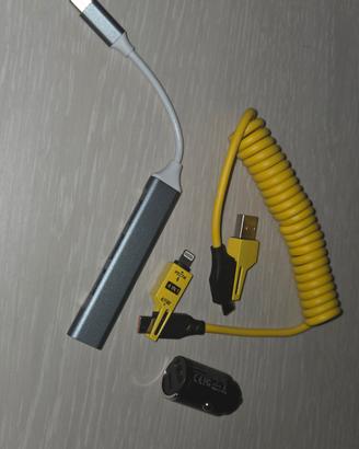 Kit Caricabatteria 12/24V + HUB + Cavo Flessibile