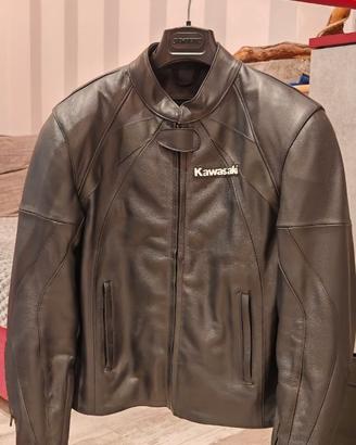 Giubbotto pelle moto kawasaki