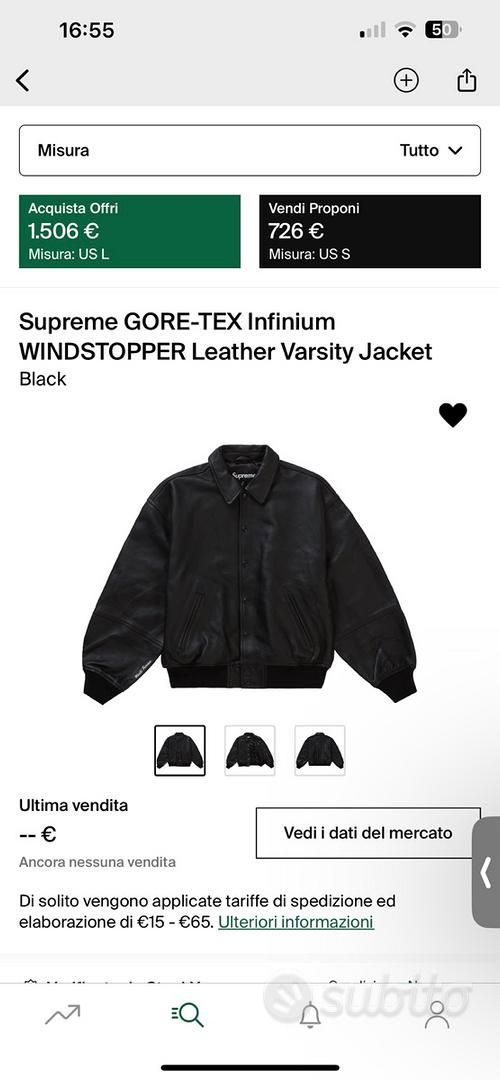 GORE-TEX Infinium WINDSTOPPER Leather Varsity Jacket - fall winter 2023 -  Supreme