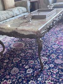 Tavolino alabastro bronzo massiccio stile Luigi XV