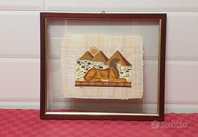 Quadro su Papiro Sfinge Piramidi Egiziane