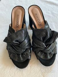 SABOT ROCCOBAROCCO GLITTER NERO CON FIOCCO mis.38