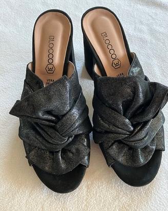 SABOT ROCCOBAROCCO GLITTER NERO CON FIOCCO mis.38
