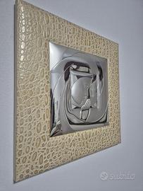 quadro moderno madonna con bambino argento