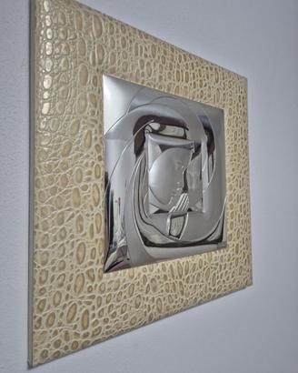 quadro moderno madonna con bambino argento