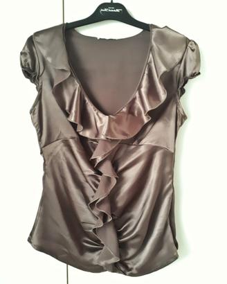 Elegante top in sensuale raso color cioccolato