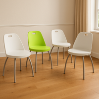 4 Sedie RUOTANTI | 3 Bianche + 1 Verde acido