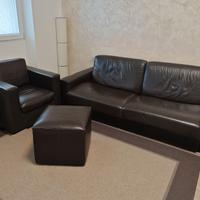 Divano letto 3 posti + poltrona in vera pelle