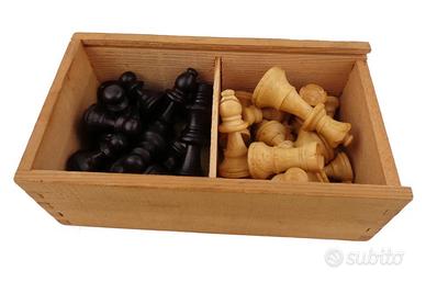 Scacchi Sauton scatola in legno con pedine VINTAGE