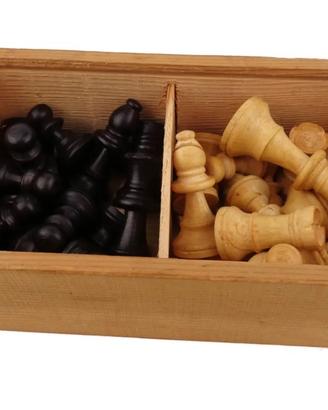 Scacchi Sauton scatola in legno con pedine VINTAGE