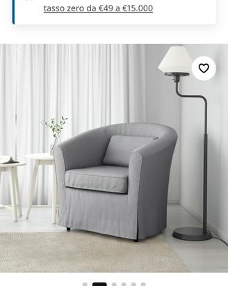 v poltrona Ikea con fodera appena messa grigia