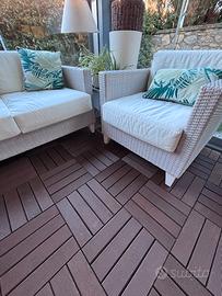 Salottino in rattan bianco per esterno