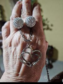 Vintage Collana doppio cuore e orecchini