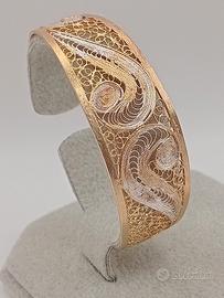 bracciale cuff filigrana argento 925 bagno oro 18