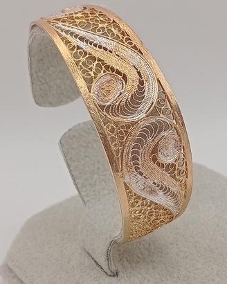 bracciale cuff filigrana argento 925 bagno oro 18