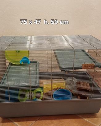 Gabbia criceto grande a piani 75 cm + accessori