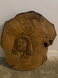Scultura Gesù intagliata a mano su tronco unico
