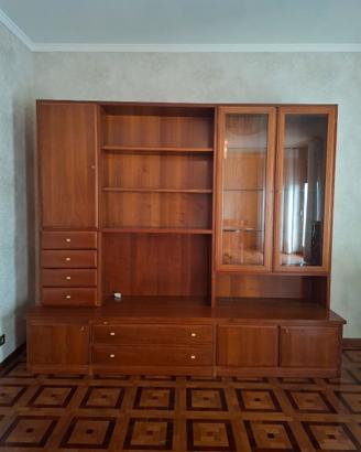 Credenza con base porta TV, vetrinetta e cassetti
