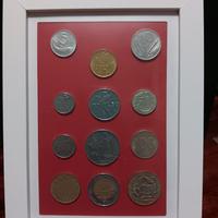 Quadretto monete in lire da 5 a 1000