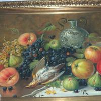 quadro olio su tela "caccia con mele"