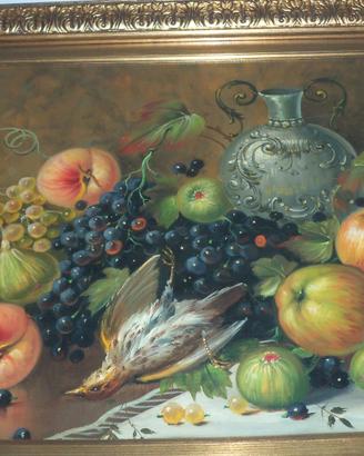 quadro olio su tela "caccia con mele"