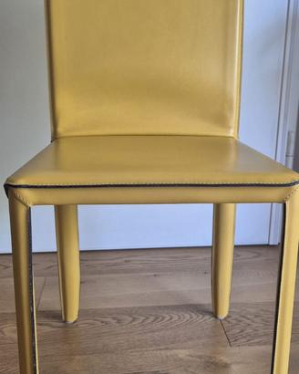 4 sedie di design in vera pelle POZZOLI per 