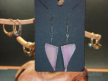 Orecchini rosa con dettagli argento