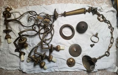 Lampadario ottone vintage – 8 luci a candela