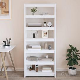 Libreria bianca in legno massello di pino 80x35x18