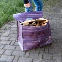 Borsa in cuoio porta legna – fatta a mano,