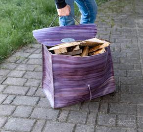 Borsa in cuoio porta legna – fatta a mano,