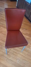 sedie in pelle e metallo bordeaux