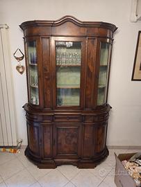 Mobile Credenza Cristalliera Vetrina  Legno Radica