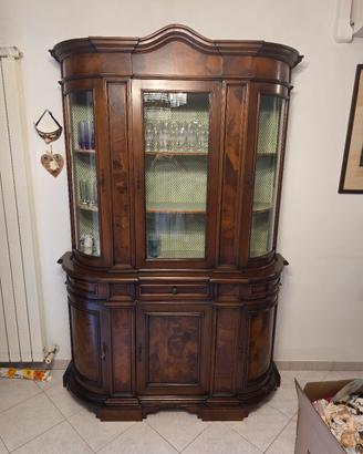 Mobile Credenza Cristalliera Vetrina  Legno Radica