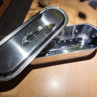 Pesciera in acciaio inox con coperchio e griglia i
