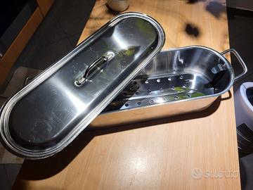 Pesciera in acciaio inox con coperchio e griglia i