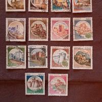 Lotto 14 francobolli (serie "Castelli d'Italia")