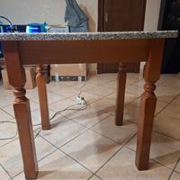 tavolo noce foderato formica e 2 sgabell paglia 