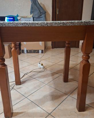 tavolo noce foderato formica e 2 sgabell paglia 