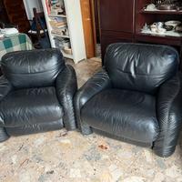 Set 2 poltrone in pelle anni ‘70 Piumotto Busnelli