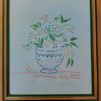 Quadro ricamo a mano fiori 41x47