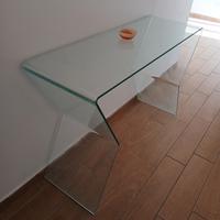 tavolo consolle vetro cristallo design sagomato