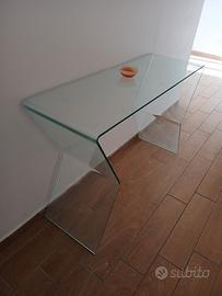 tavolo consolle vetro cristallo design sagomato