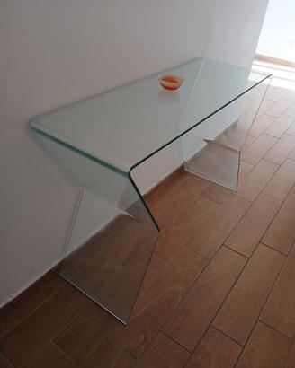 tavolo consolle vetro cristallo design sagomato