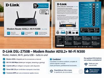 Modem Router D-Link DSL-2750B ADSL2+ Wi-Fi N300