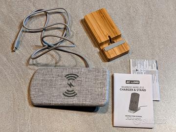 Caricabatterie smartphone wireless in bambù