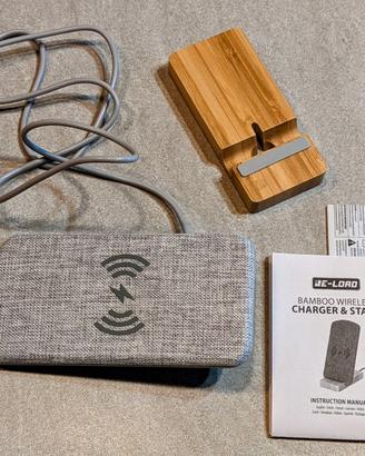 Caricabatterie smartphone wireless in bambù