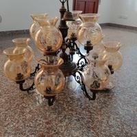 lampadario antico ottone cristallo