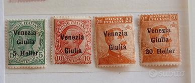 1918- 19- 4 valori soprastampati Venezia Giulia 