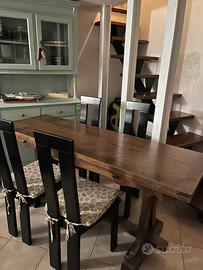 Fratina in legno apribile con 4 sedie stile moder